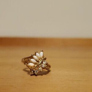 Gold-Tone White Stone Ring